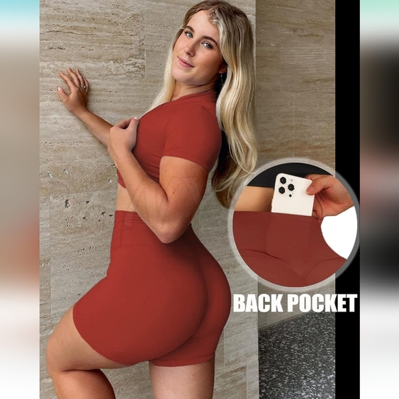 Danysu Snatched Waist Crossover Shorts and Top Workout Gym 2 pcs - Picture 8 of 12